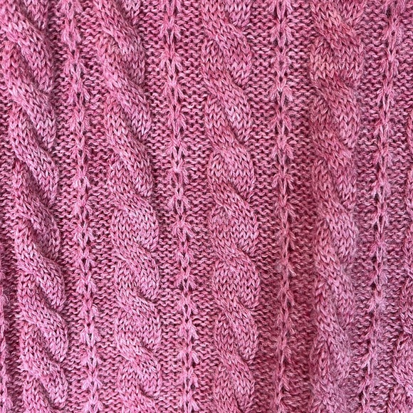 Vintage Dusty Pink Cable Knit Woolen Sweater Back Zip Authentic - Picture 3 of 12